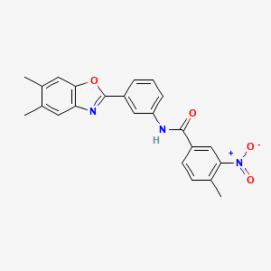 molecular formula C23H19N3O4 B6009817 N-[3-(5,6-dimethyl-1,3-benzoxazol-2-yl)phenyl]-4-methyl-3-nitrobenzamide 