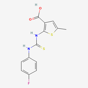 molecular formula C13H11FN2O2S2 B6009835 2-({[(4-fluorophenyl)amino]carbonothioyl}amino)-5-methyl-3-thiophenecarboxylic acid 