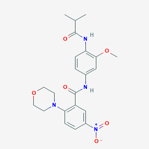 molecular formula C22H26N4O6 B6009855 N-[3-methoxy-4-(2-methylpropanoylamino)phenyl]-2-morpholin-4-yl-5-nitrobenzamide 