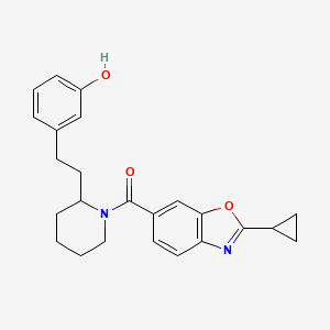 molecular formula C24H26N2O3 B6010118 3-(2-{1-[(2-cyclopropyl-1,3-benzoxazol-6-yl)carbonyl]-2-piperidinyl}ethyl)phenol 