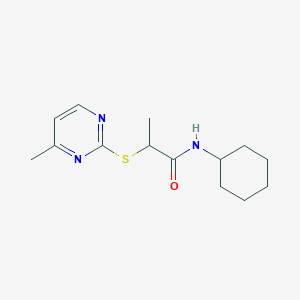 molecular formula C14H21N3OS B6010125 N-cyclohexyl-2-(4-methylpyrimidin-2-yl)sulfanylpropanamide 