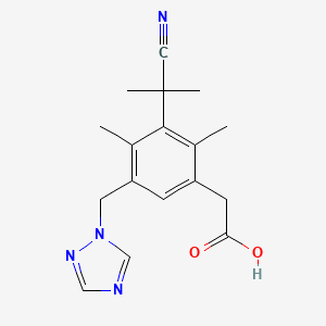 molecular formula C17H20N4O2 B601013 2-[3-(2-Cyanopropan-2-yl)-2,4-dimethyl-5-(1,2,4-triazol-1-ylmethyl)phenyl]acetic acid CAS No. 1338800-82-0