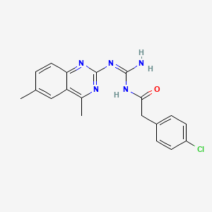 molecular formula C19H18ClN5O B6010133 N-[(E)-AMINO[(4,6-DIMETHYLQUINAZOLIN-2-YL)AMINO]METHYLIDENE]-2-(4-CHLOROPHENYL)ACETAMIDE 