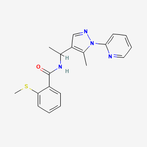 molecular formula C19H20N4OS B6010296 N-{1-[5-methyl-1-(2-pyridinyl)-1H-pyrazol-4-yl]ethyl}-2-(methylthio)benzamide 
