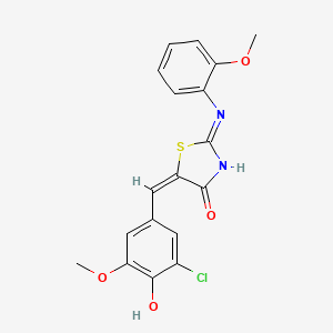 molecular formula C18H15ClN2O4S B6010307 5-(3-chloro-4-hydroxy-5-methoxybenzylidene)-2-[(2-methoxyphenyl)imino]-1,3-thiazolidin-4-one 