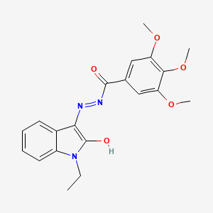 molecular formula C20H21N3O5 B6010498 N'-(1-ethyl-2-oxo-2,3-dihydro-1H-indol-3-ylidene)-3,4,5-trimethoxybenzohydrazide 