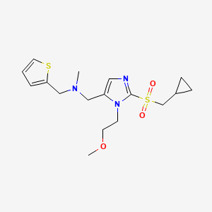 molecular formula C17H25N3O3S2 B6010565 N-[[2-(cyclopropylmethylsulfonyl)-3-(2-methoxyethyl)imidazol-4-yl]methyl]-N-methyl-1-thiophen-2-ylmethanamine 