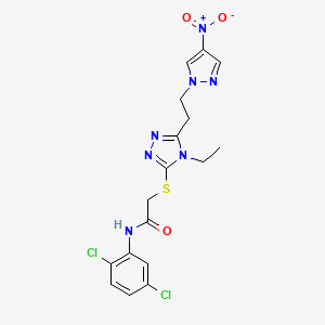 molecular formula C17H17Cl2N7O3S B6010596 N-(2,5-dichlorophenyl)-2-({4-ethyl-5-[2-(4-nitro-1H-pyrazol-1-yl)ethyl]-4H-1,2,4-triazol-3-yl}thio)acetamide 