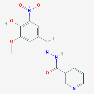 molecular formula C14H12N4O5 B6010646 N'-[(E)-(4-hydroxy-3-methoxy-5-nitrophenyl)methylidene]pyridine-3-carbohydrazide 
