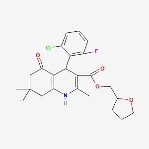 molecular formula C24H27ClFNO4 B6010660 Tetrahydrofuran-2-ylmethyl 4-(2-chloro-6-fluorophenyl)-2,7,7-trimethyl-5-oxo-1,4,5,6,7,8-hexahydroquinoline-3-carboxylate CAS No. 6238-38-6