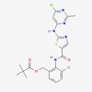 molecular formula C21H21Cl2N5O3S B601071 Des-6-[4-(2-hydroxyethyl)-1-piperazinyl]-6-chloro-O-pivalate Dasatinib CAS No. 910297-70-0