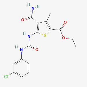 molecular formula C16H16ClN3O4S B6010712 ETHYL 4-(AMINOCARBONYL)-5-{[(3-CHLOROANILINO)CARBONYL]AMINO}-3-METHYL-2-THIOPHENECARBOXYLATE 