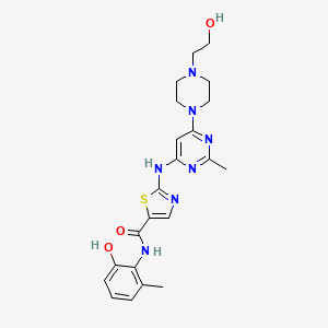 molecular formula C22H27N7O3S B601072 N-(2-Hydroxy-6-methylphenyl)-2-((6-(4-(2-hydroxyethyl)piperazin-1-yl)-2-methylpyrimidin-4-yl)amino)thiazole-5-carboxamide CAS No. 1159977-25-9