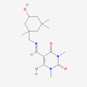 molecular formula C17H27N3O4 B6010750 6-Hydroxy-5-[(5-hydroxy-1,3,3-trimethylcyclohexyl)methyliminomethyl]-1,3-dimethylpyrimidine-2,4-dione 