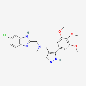 molecular formula C22H24ClN5O3 B6010771 N-[(6-chloro-1H-benzimidazol-2-yl)methyl]-N-methyl-1-[5-(3,4,5-trimethoxyphenyl)-1H-pyrazol-4-yl]methanamine 