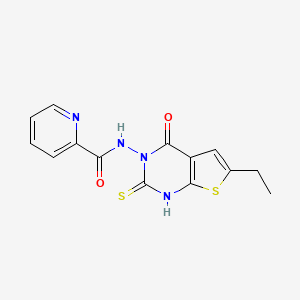 molecular formula C14H12N4O2S2 B6010816 N-(6-ethyl-2-mercapto-4-oxothieno[2,3-d]pyrimidin-3(4H)-yl)-2-pyridinecarboxamide 