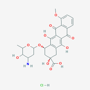 molecular formula C26H28ClNO11 xH2O B601082 (2S,4S)-4-(4-amino-5-hydroxy-6-methyloxan-2-yl)oxy-2,5,12-trihydroxy-7-methoxy-6,11-dioxo-3,4-dihydro-1H-tetracene-2-carboxylic acid;hydrochloride CAS No. 58199-96-5