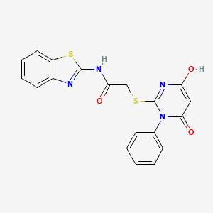 molecular formula C19H14N4O3S2 B6010879 N-(1,3-benzothiazol-2-yl)-2-[(4-hydroxy-6-oxo-1-phenyl-1,6-dihydropyrimidin-2-yl)sulfanyl]acetamide 
