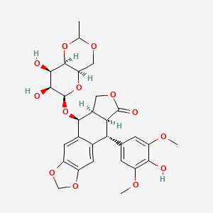molecular formula C29H32O13 B601099 (5S,5aR,8aS,9R)-5-[[(2R,4aR,6R,7R,8R,8aS)-7,8-dihydroxy-2-methyl-4,4a,6,7,8,8a-hexahydropyrano[3,2-d][1,3]dioxin-6-yl]oxy]-9-(4-hydroxy-3,5-dimethoxyphenyl)-5a,6,8a,9-tetrahydro-5H-[2]benzofuro[6,5-f][1,3]benzodioxol-8-one CAS No. 100007-56-5