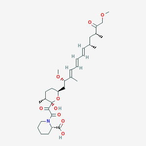 molecular formula C32H49NO9 B601102 (2S)-1-[2-[(2R,3R,6S)-6-[(2S,3E,5E,7E,9S,11R)-2,13-dimethoxy-3,9,11-trimethyl-12-oxotrideca-3,5,7-trienyl]-2-hydroxy-3-methyloxan-2-yl]-2-oxoacetyl]piperidine-2-carboxylic acid CAS No. 147438-30-0