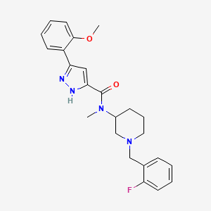 molecular formula C24H27FN4O2 B6011062 N-[1-[(2-fluorophenyl)methyl]piperidin-3-yl]-3-(2-methoxyphenyl)-N-methyl-1H-pyrazole-5-carboxamide 