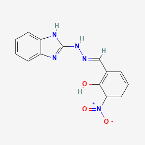 molecular formula C14H11N5O3 B6011244 2-[(E)-[2-(1H-1,3-BENZODIAZOL-2-YL)HYDRAZIN-1-YLIDENE]METHYL]-6-NITROPHENOL 