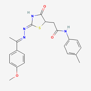 molecular formula C21H22N4O3S B6011328 2-[(2Z)-2-[(E)-1-(4-methoxyphenyl)ethylidenehydrazinylidene]-4-oxo-1,3-thiazolidin-5-yl]-N-(4-methylphenyl)acetamide 