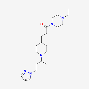 molecular formula C21H37N5O B6011815 1-(4-Ethylpiperazin-1-yl)-3-[1-(4-pyrazol-1-ylbutan-2-yl)piperidin-4-yl]propan-1-one 