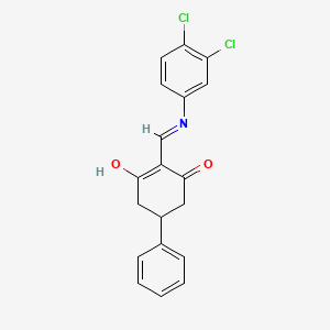 molecular formula C19H15Cl2NO2 B6011928 2-{[(3,4-Dichlorophenyl)amino]methylidene}-5-phenylcyclohexane-1,3-dione 