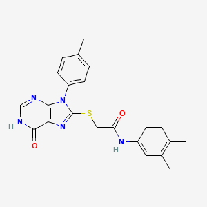 molecular formula C22H21N5O2S B6011933 N-(3,4-dimethylphenyl)-2-{[9-(4-methylphenyl)-6-oxo-6,9-dihydro-1H-purin-8-yl]sulfanyl}acetamide 