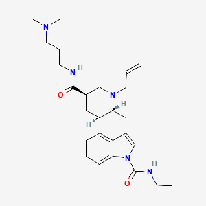 molecular formula C26H37N5O2 B601194 N8-(3-(Dimethylamino)propyl)-N1-ethyl-6-(2-propenyl)-ergoline-1,8-dicarboxamide, (8beta)- CAS No. 166533-36-4