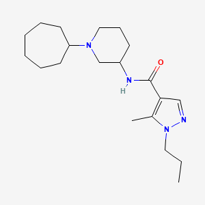 molecular formula C20H34N4O B6011952 N-(1-cycloheptylpiperidin-3-yl)-5-methyl-1-propylpyrazole-4-carboxamide 