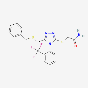 molecular formula C19H17F3N4OS2 B6012046 2-({5-[(benzylsulfanyl)methyl]-4-[2-(trifluoromethyl)phenyl]-4H-1,2,4-triazol-3-yl}sulfanyl)acetamide CAS No. 590360-19-3