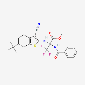 molecular formula C24H26F3N3O3S B6012116 methyl N-(6-tert-butyl-3-cyano-4,5,6,7-tetrahydro-1-benzothiophen-2-yl)-3,3,3-trifluoro-2-[(phenylcarbonyl)amino]alaninate 
