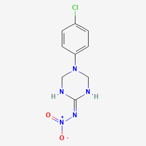 molecular formula C9H10ClN5O2 B6012145 N-[5-(4-chlorophenyl)-1,3,5-triazinan-2-ylidene]nitramide 