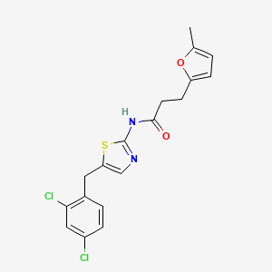 molecular formula C18H16Cl2N2O2S B6012161 N-[5-(2,4-dichlorobenzyl)-1,3-thiazol-2-yl]-3-(5-methylfuran-2-yl)propanamide 