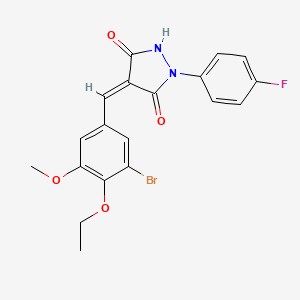 molecular formula C19H16BrFN2O4 B6012240 (4Z)-4-[(3-bromo-4-ethoxy-5-methoxyphenyl)methylidene]-1-(4-fluorophenyl)pyrazolidine-3,5-dione 