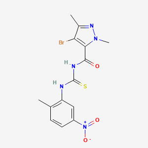 molecular formula C14H14BrN5O3S B6012282 N-[(4-BROMO-1,3-DIMETHYL-1H-PYRAZOL-5-YL)CARBONYL]-N'-(2-METHYL-5-NITROPHENYL)THIOUREA 