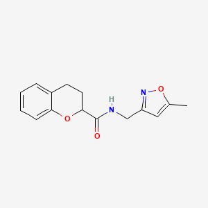 molecular formula C15H16N2O3 B6012577 N-[(5-methyl-1,2-oxazol-3-yl)methyl]-3,4-dihydro-2H-chromene-2-carboxamide 