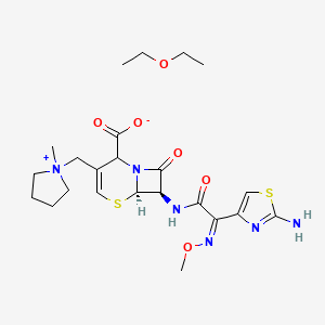 (6R,7R)-7-[[(2Z)-2-(2-amino-1,3-thiazol-4-yl)-2-methoxyiminoacetyl]amino]-3-[(1-methylpyrrolidin-1-ium-1-yl)methyl]-8-oxo-5-thia-1-azabicyclo[4.2.0]oct-3-ene-2-carboxylate;ethoxyethane