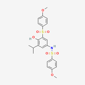 molecular formula C23H25NO7S2 B6013055 N-[4-HYDROXY-3-(4-METHOXYBENZENESULFONYL)-5-(PROPAN-2-YL)PHENYL]-4-METHOXYBENZENE-1-SULFONAMIDE 