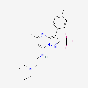molecular formula C21H26F3N5 B6013263 N,N-diethyl-N'-[5-methyl-3-(4-methylphenyl)-2-(trifluoromethyl)pyrazolo[1,5-a]pyrimidin-7-yl]ethane-1,2-diamine 