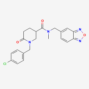 molecular formula C21H21ClN4O3 B6013302 N-(2,1,3-benzoxadiazol-5-ylmethyl)-1-(4-chlorobenzyl)-N-methyl-6-oxo-3-piperidinecarboxamide 
