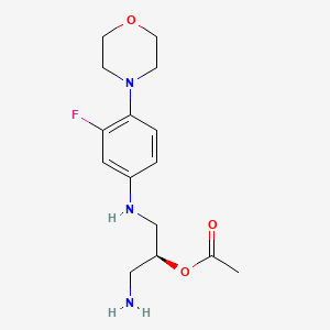 molecular formula C15H22FN3O3 B601332 N-Desacetyl-N,O-descarbonyl O-Acetyl Linezolid CAS No. 333753-71-2