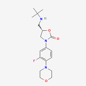 molecular formula C18H26FN3O3 B601336 (5S)-5-[(tert-butylamino)methyl]-3-(3-fluoro-4-morpholin-4-ylphenyl)-1,3-oxazolidin-2-one CAS No. 1215006-08-8