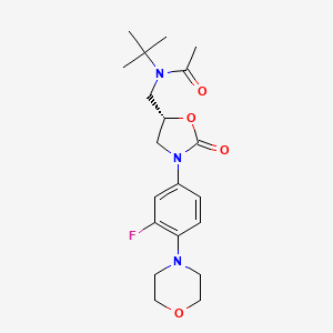 molecular formula C20H28FN3O4 B601337 N-tert-butyl-N-[[(5S)-3-(3-fluoro-4-morpholin-4-ylphenyl)-2-oxo-1,3-oxazolidin-5-yl]methyl]acetamide CAS No. 1215006-11-3