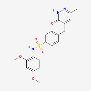 molecular formula C20H21N3O5S B6013413 N-(2,4-dimethoxyphenyl)-4-[(6-methyl-3-oxo-2,3-dihydropyridazin-4-yl)methyl]benzenesulfonamide 