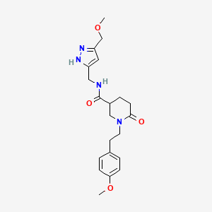 molecular formula C21H28N4O4 B6013505 N-[[3-(methoxymethyl)-1H-pyrazol-5-yl]methyl]-1-[2-(4-methoxyphenyl)ethyl]-6-oxopiperidine-3-carboxamide 