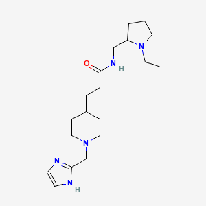 molecular formula C19H33N5O B6013562 N-[(1-ethyl-2-pyrrolidinyl)methyl]-3-[1-(1H-imidazol-2-ylmethyl)-4-piperidinyl]propanamide 