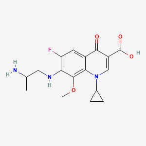 molecular formula C17H20FN3O4 B601364 7-((2-Aminopropyl)amino)-1-cyclopropyl-6-fluoro-8-methoxy-4-oxo-1,4-dihydroquinoline-3-carboxylic acid CAS No. 172426-87-8